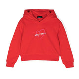 Dsquared2 Kids Felpa Rossa con Cappuccio con Stampa Cuore per Bambine