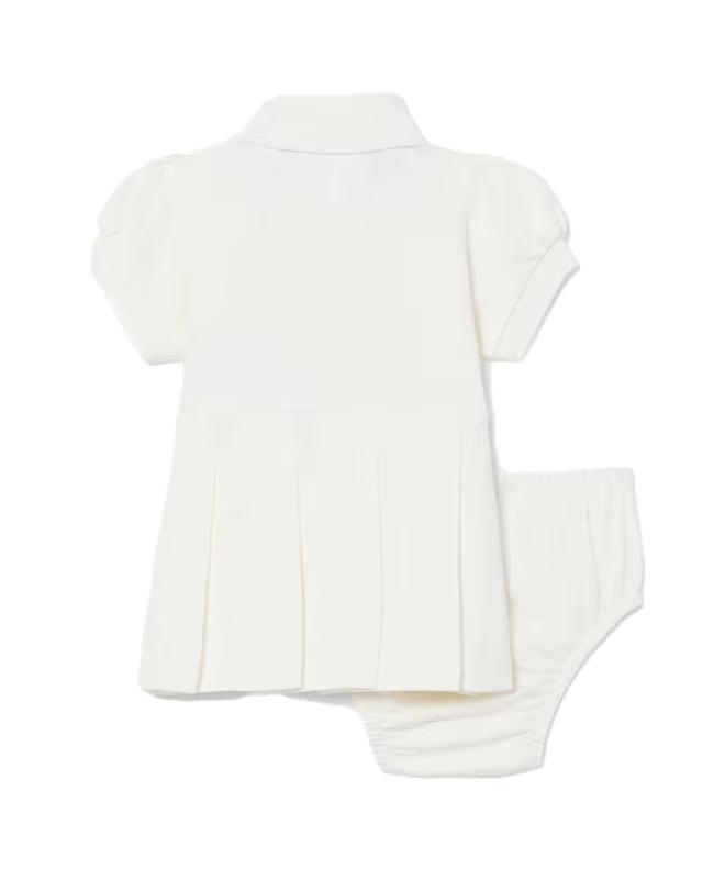 Lacoste Kids Abito Polo Panna con Logo per Neonate