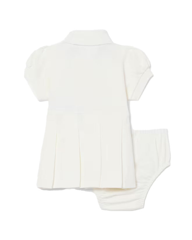 Lacoste Kids Abito Polo Panna con Logo per Neonate