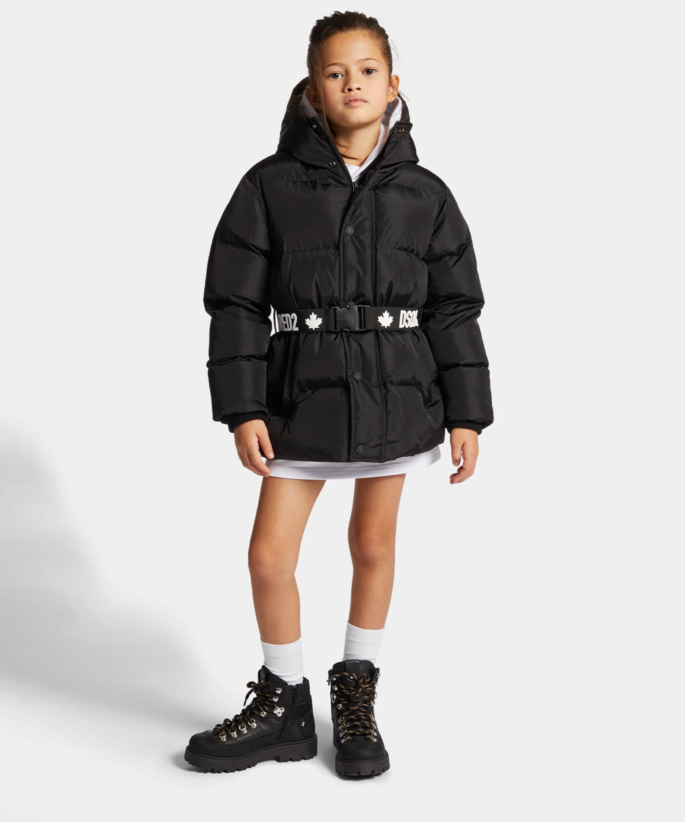 Dsquared2 Kids Giubbino Trapuntato Nero Avvitato per Bambine