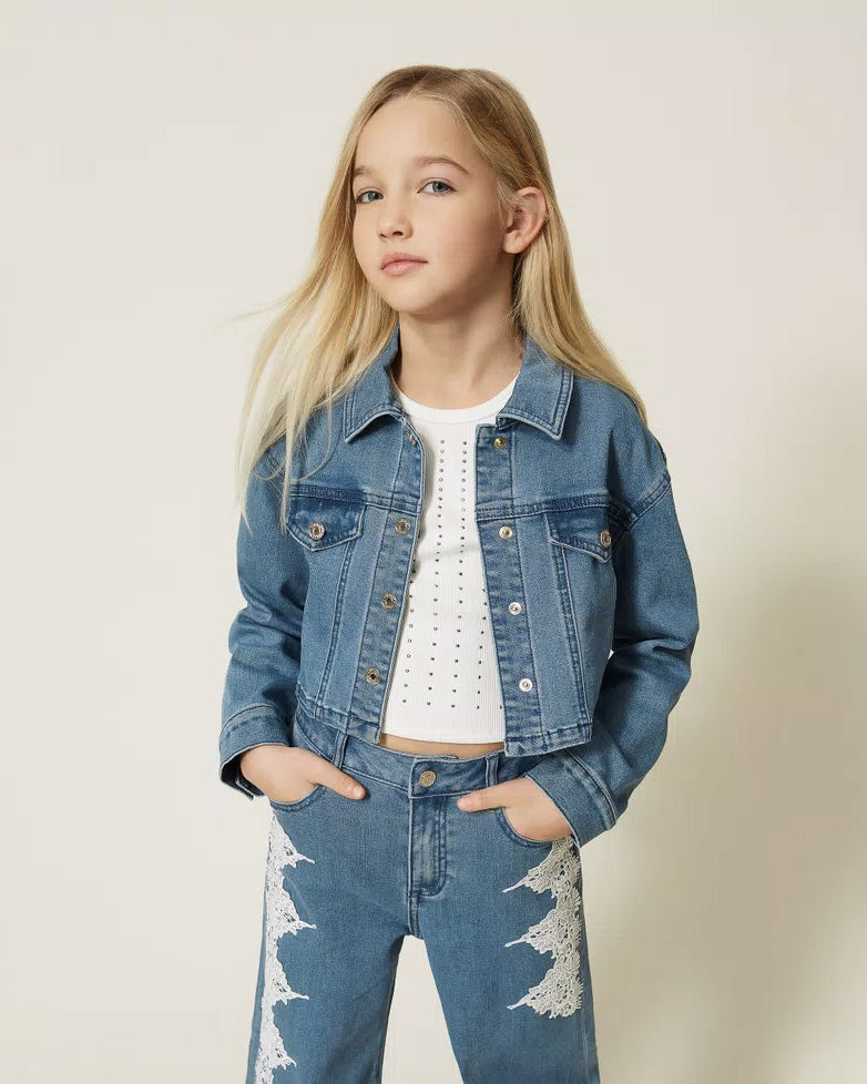 Twinset Kids Giubbino in Denim con Tasche per Bambine