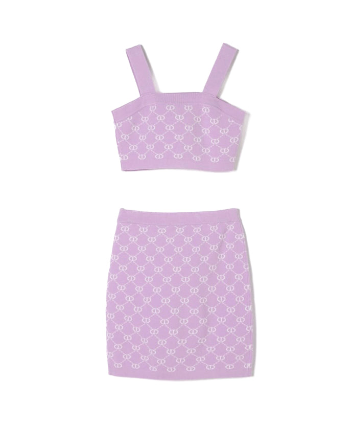 Twinset Kids Top con Gonna Viola Monogram per Bambine