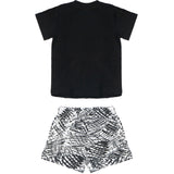 Msgm Kids Completo 2pz Nero a Fantasia per Neonati