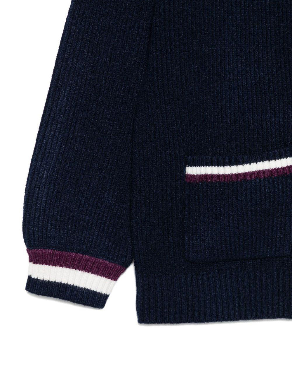 Twinset Kids Cardigan Blu con Dettagli a Contrasto per Bambine