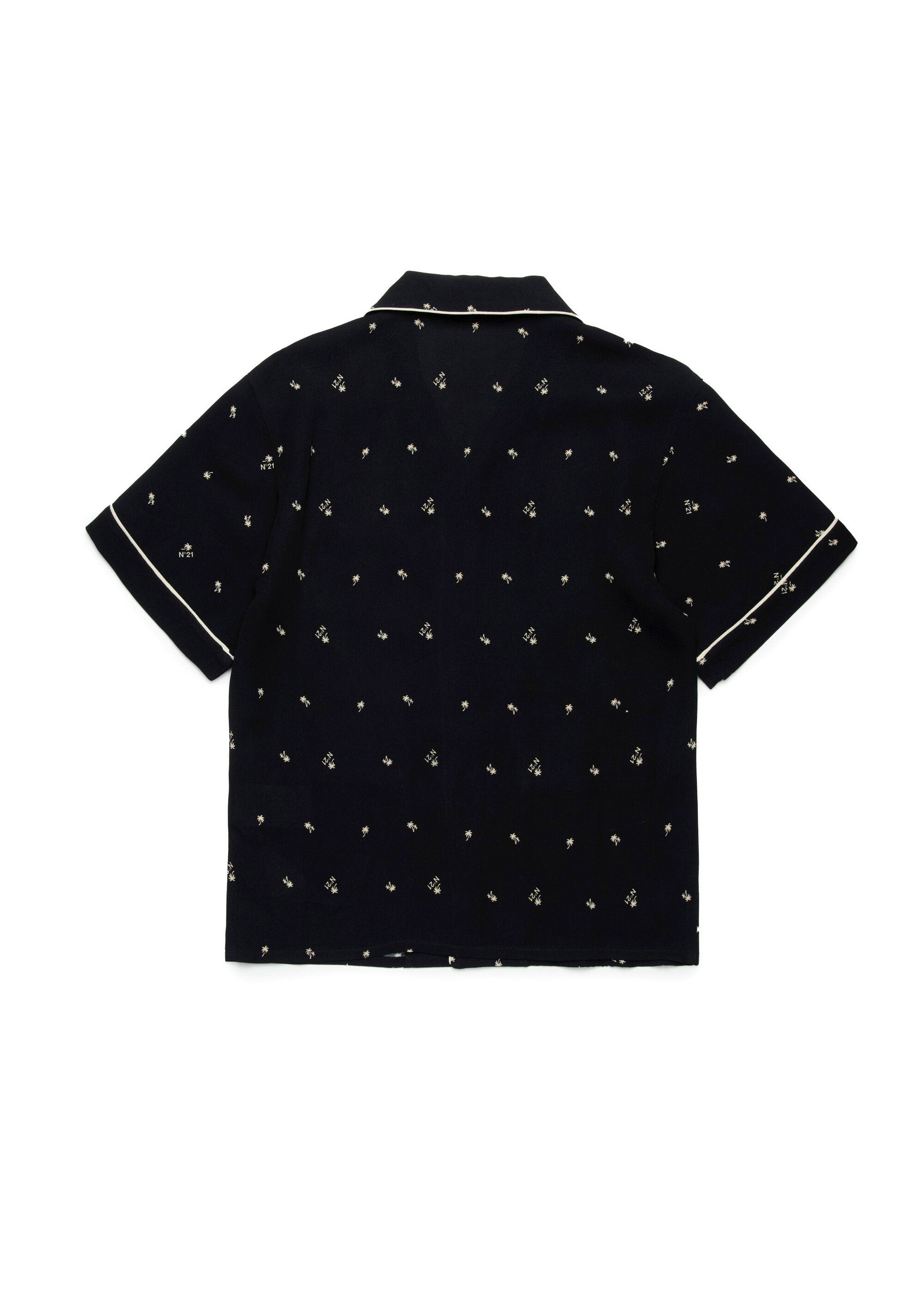 N°21 Kids Camicia Nera All over Palms per Bambine