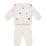 Elisabetta Franchi La Mia Bambina Completo Panna in Cotone con Ricami Cubi Lettere e Logo per Neonate