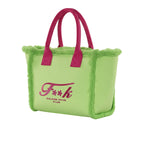 F**K Kids Maxi Borsa Verde e Fucsia con Logo per Bambine