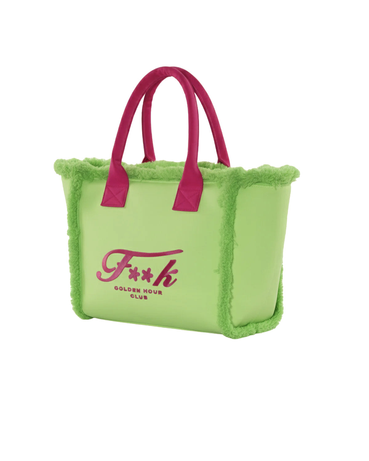 F**K Kids Maxi Borsa Verde e Fucsia con Logo per Bambine
