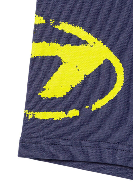 Diesel Kids Short Blu in Felpa con Logo per Neonati