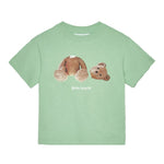 Palm Angels Kids T-Shirt Verde con Stampa Orsetto per Bambini