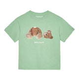 Palm Angels Kids T-Shirt Verde con Stampa Orsetto per Bambini