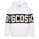 Gcds Kids Felpa Bianco con Banda Logata Nero Unisex