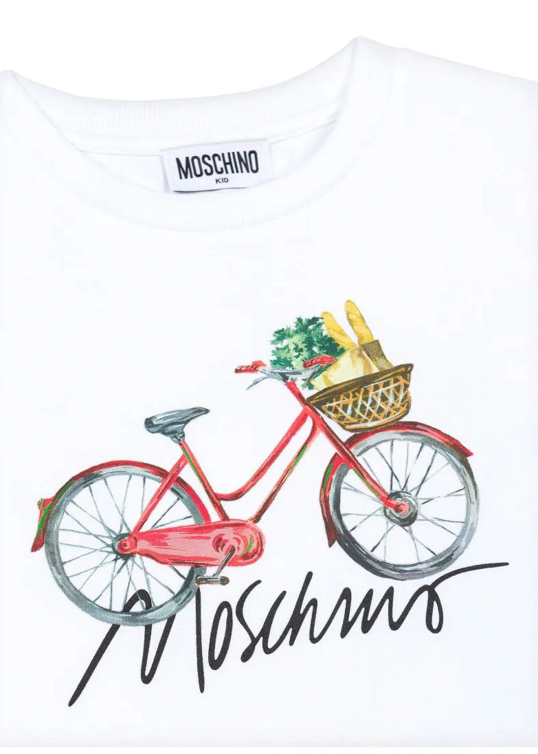 Moschino Kids T-Shirt Bianca con Stampa per Bambine