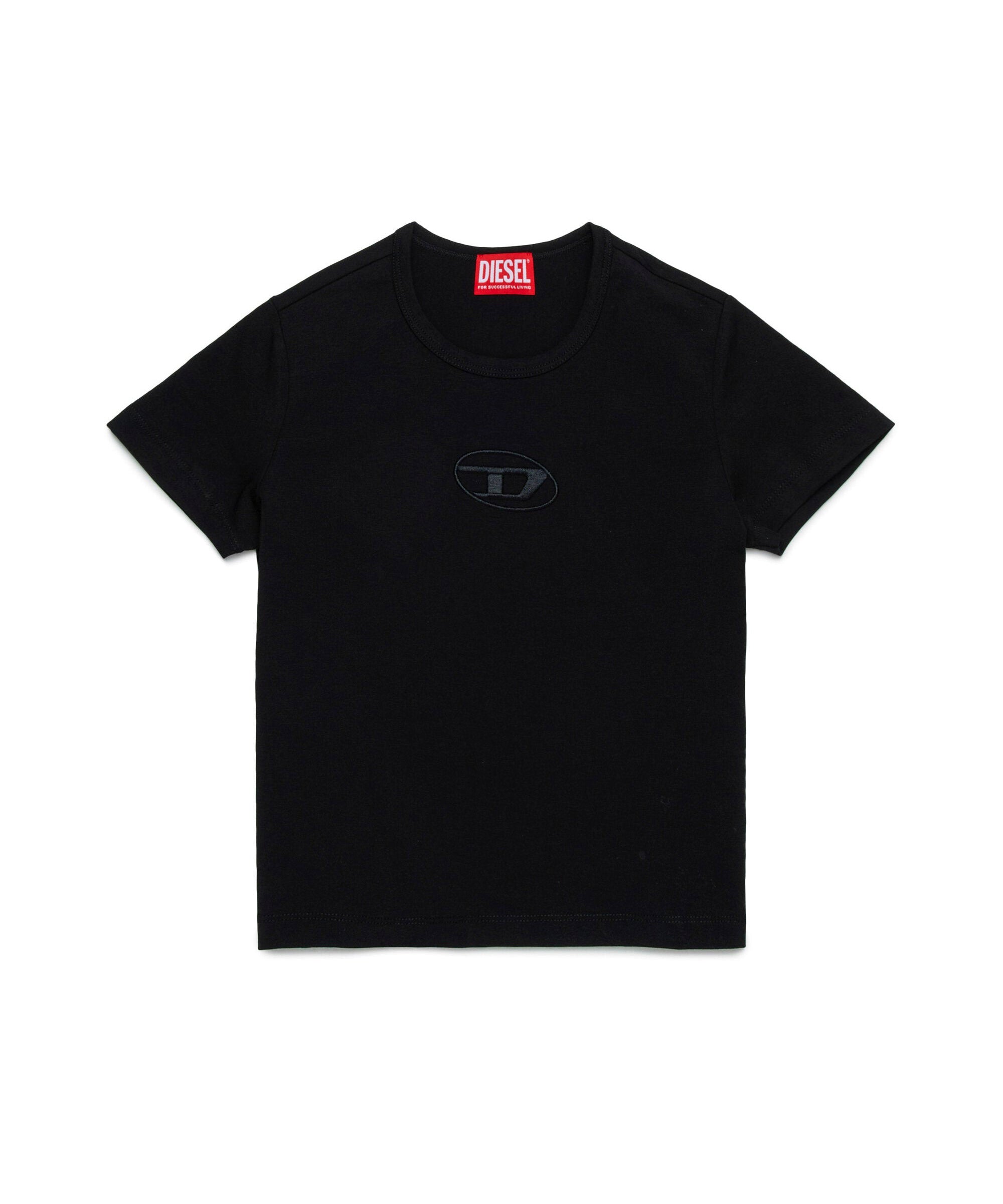 Diesel Kids T-shirt Nera con Ricamo Oval D per Bambine