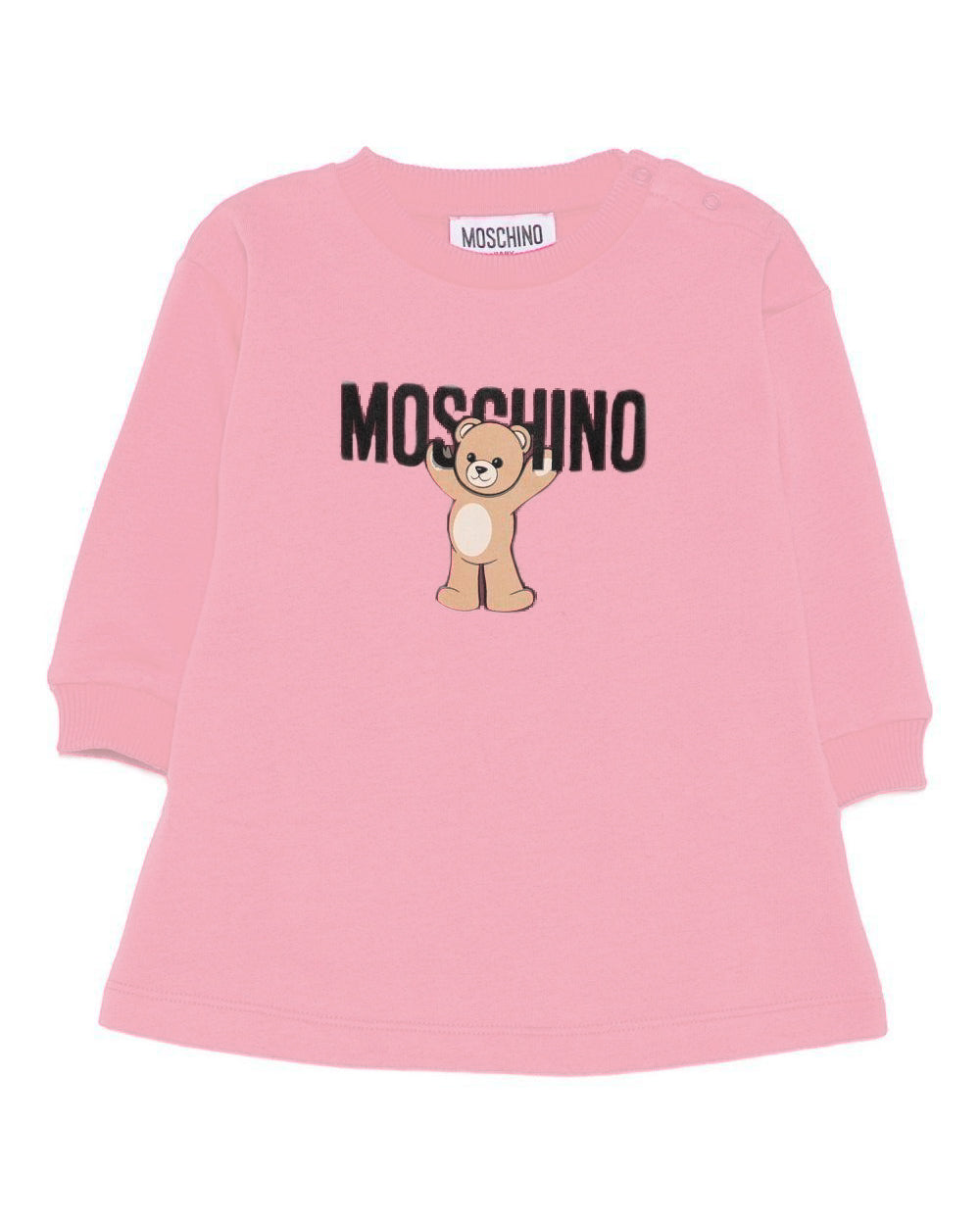 Moschino Kids Abito in Felpa Rosa con Logo per Neonate