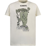 Iceberg Kids T-Shirt Off-White con Stampa per Bambini