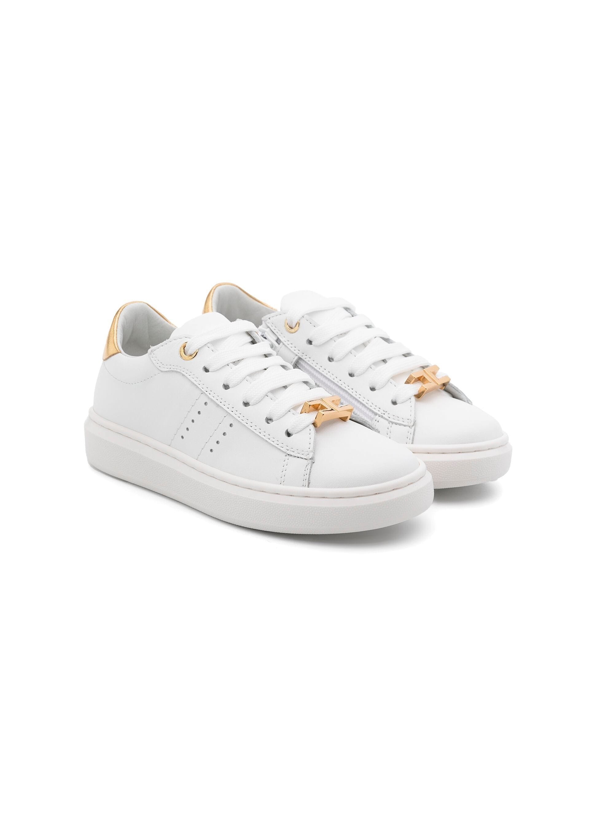 Elisabetta Franchi La Mia Bambina Sneakers Bianca con Logo Oro