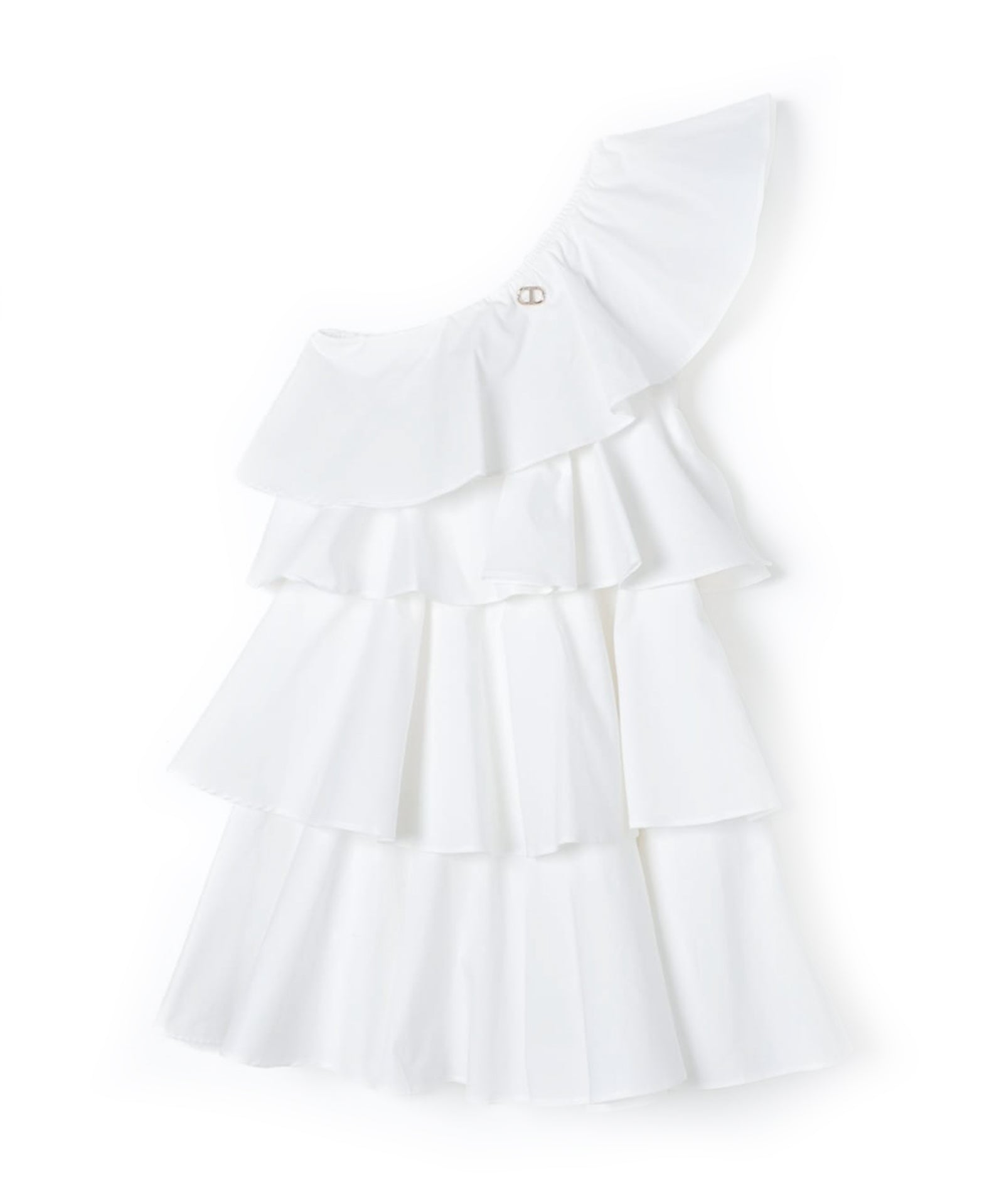 Twinset Kids Abito Bianco con Balze Florence Kids  (fronte)