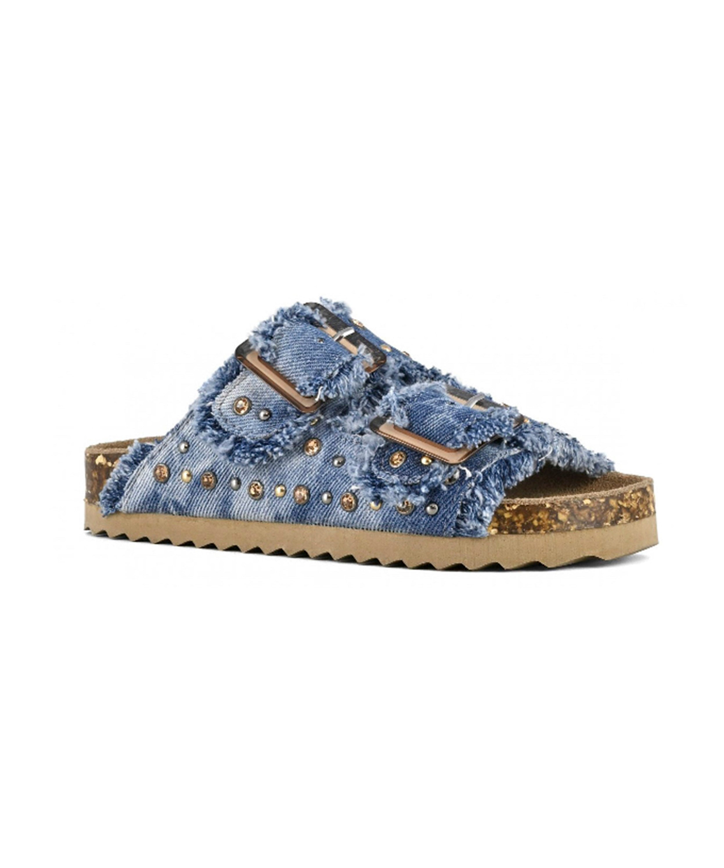 Colors of California Sandalo Doppia Fascia Denim con Strass per Bambine