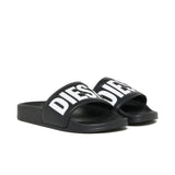 Diesel Kids Ciabatta Nero con Logo Bianco Unisex