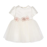 Simonetta Kids Abito Avorio da Cerimonia con Applicazioni per Neonate