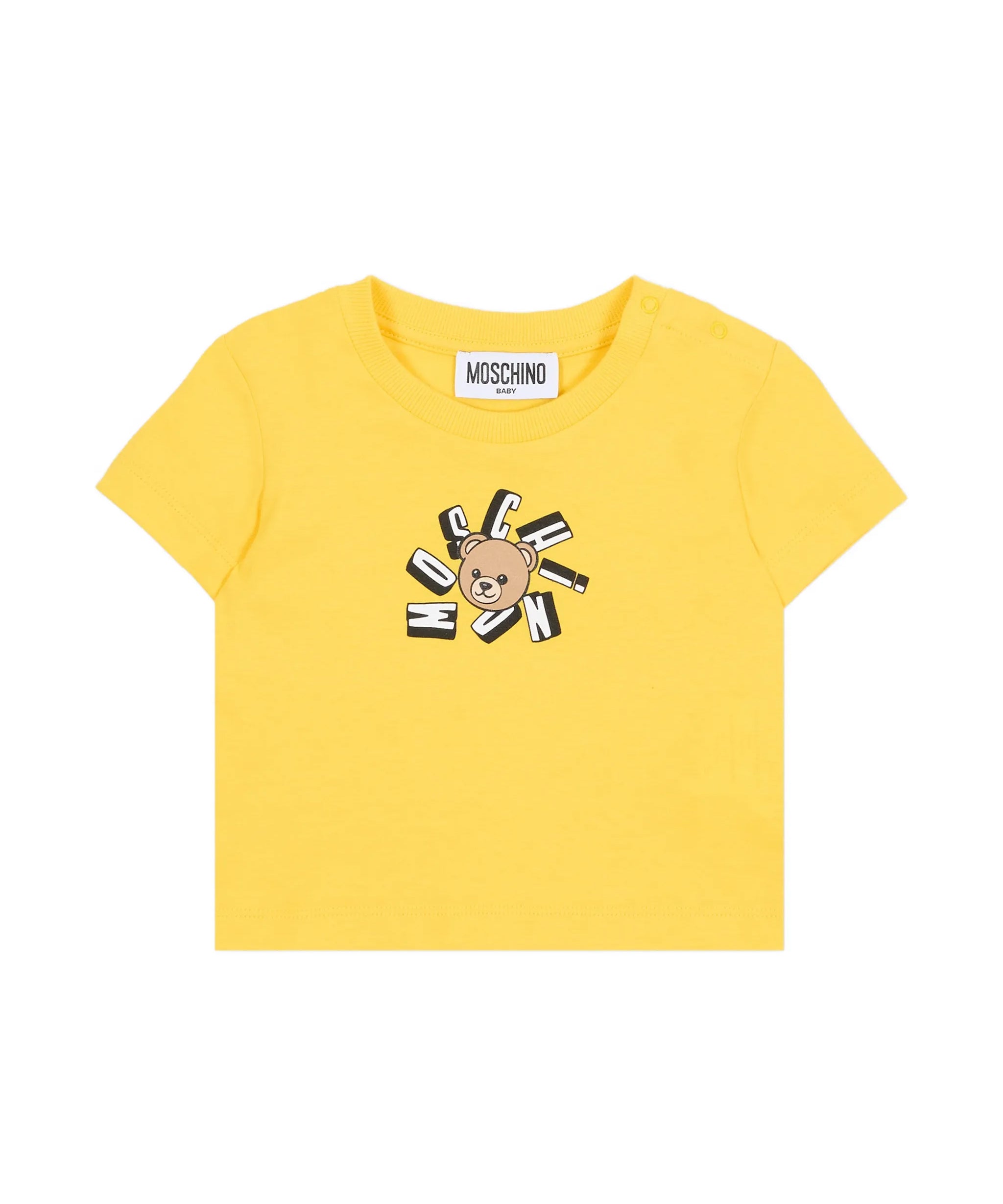 Moschino Kids T-Shirt Giallo con Logo Teddy Bear per Neonati