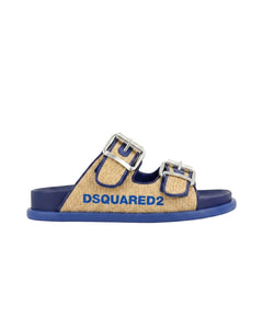 Dsquared2 Kids Sandalo beige/blu con Logo per Bambini