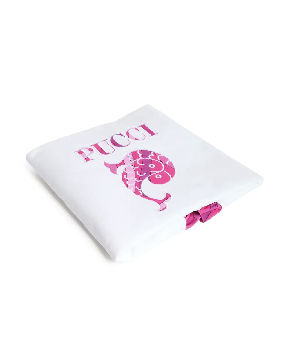 Emilio Pucci Kids Coperta Bianco e Fucsia con Logo per Neonate
