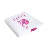 Emilio Pucci Kids Coperta Bianco e Fucsia con Logo per Neonate