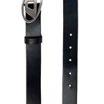 Diesel Kids Cintura Nera in Pelle con Logo Oval D 2