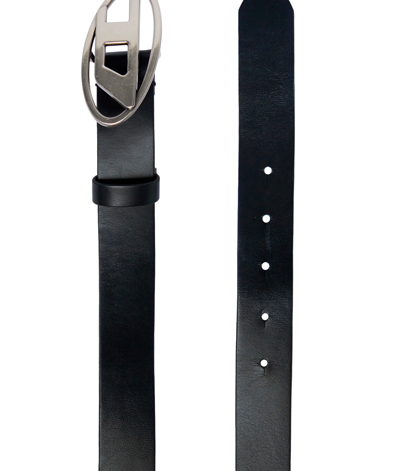Diesel Kids Cintura Nera in Pelle con Logo Oval D 2