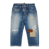 Dsquared2 Kids Pantalone in Denim con Patch per Neonati