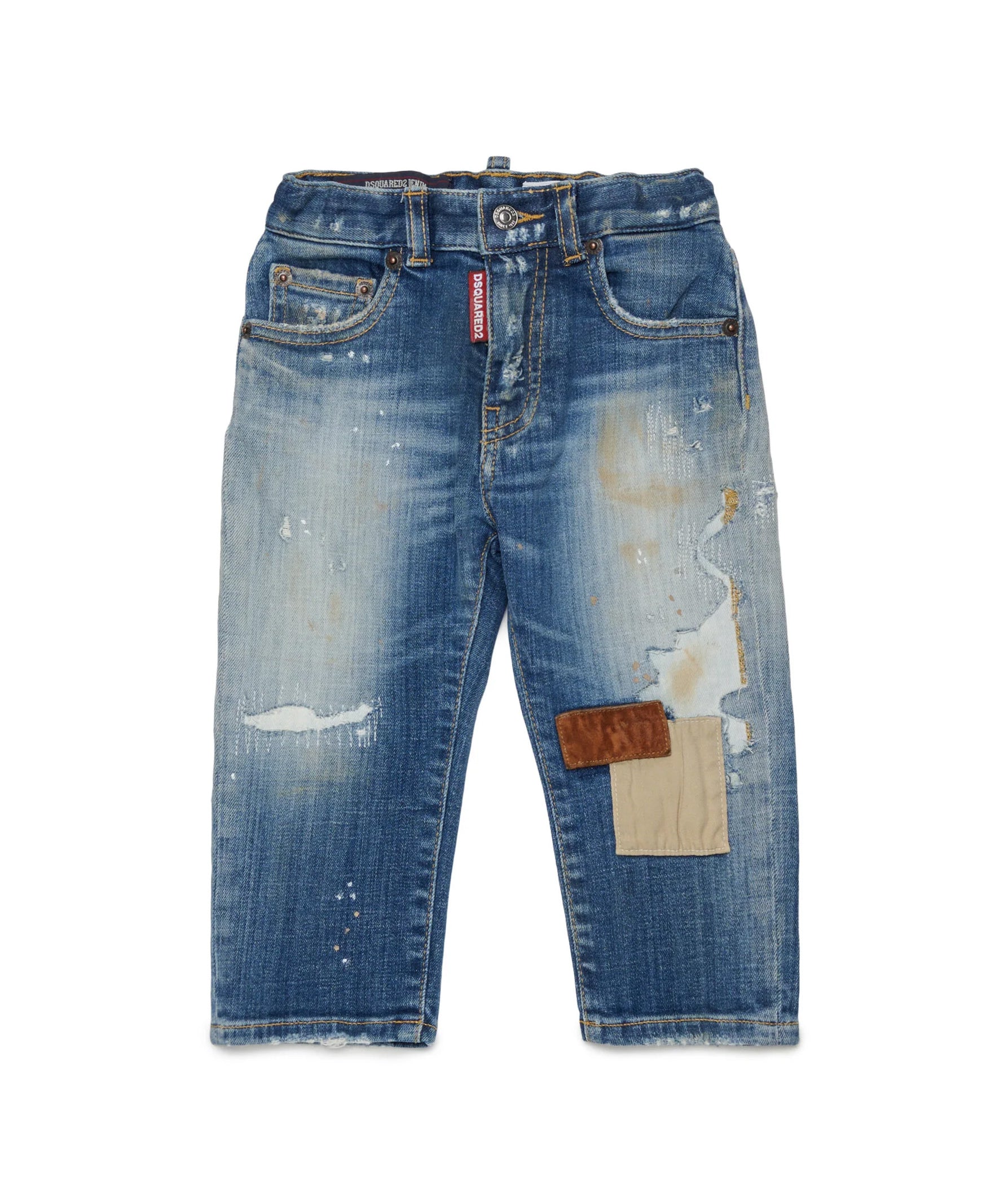 Dsquared2 Kids Pantalone in Denim con Patch per Neonati