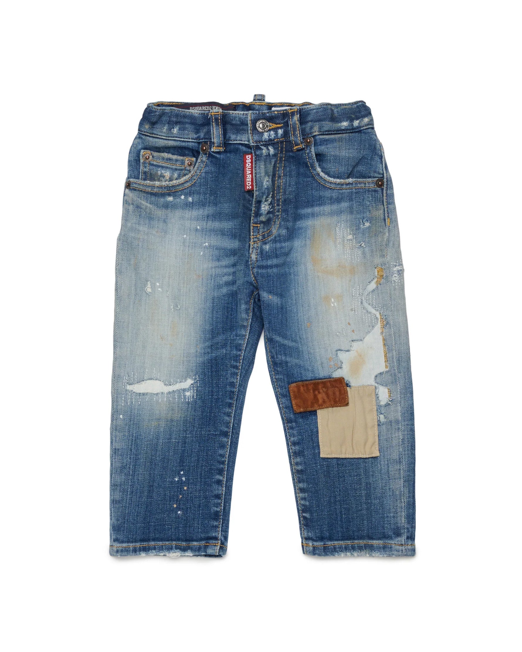 Dsquared2 Kids Pantalone in Denim con Patch per Neonati