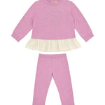 Blumarine Kids Completo Rosa con Stampa Strass per Neonate