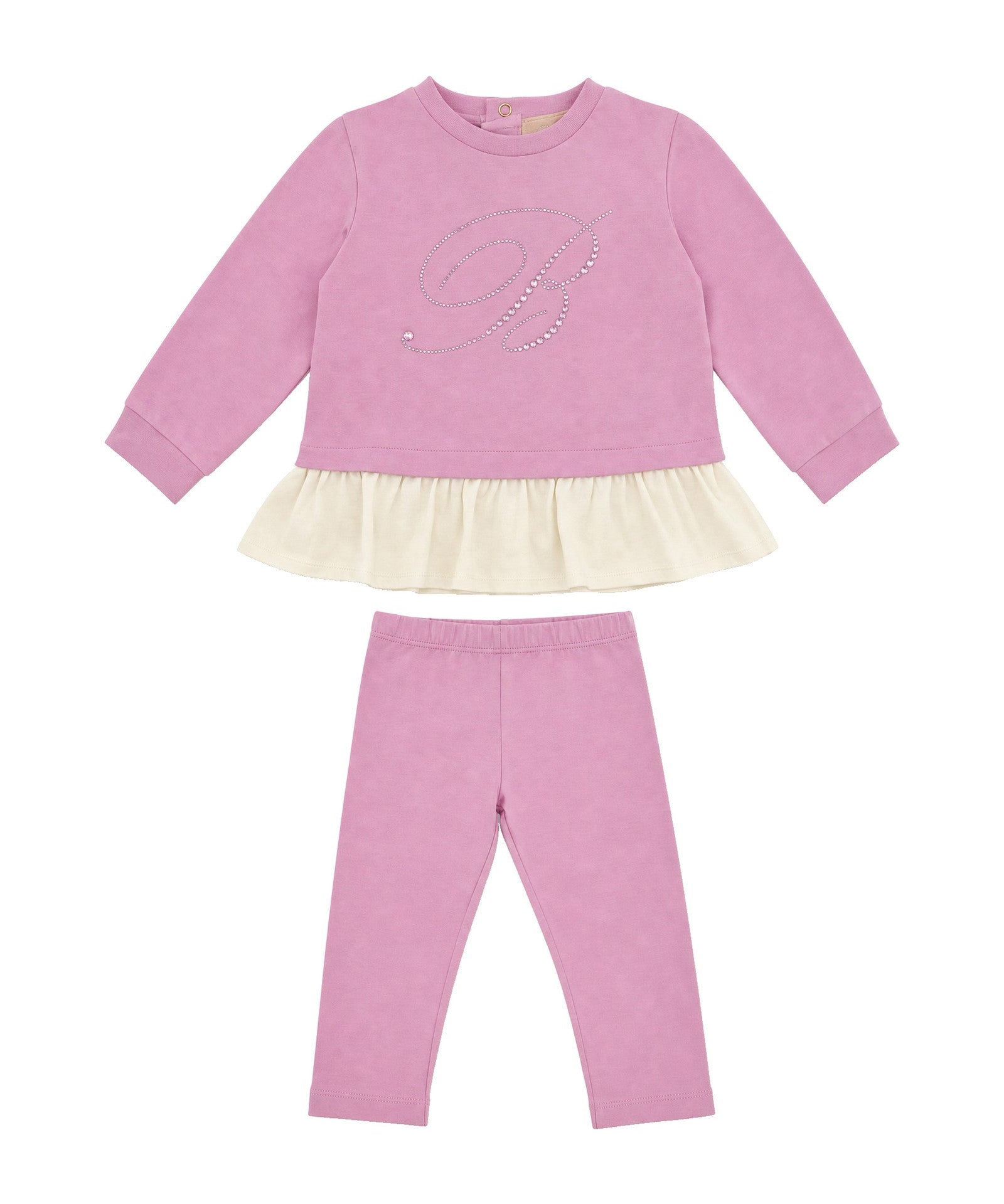 Blumarine Kids Completo Rosa con Stampa Strass per Neonate