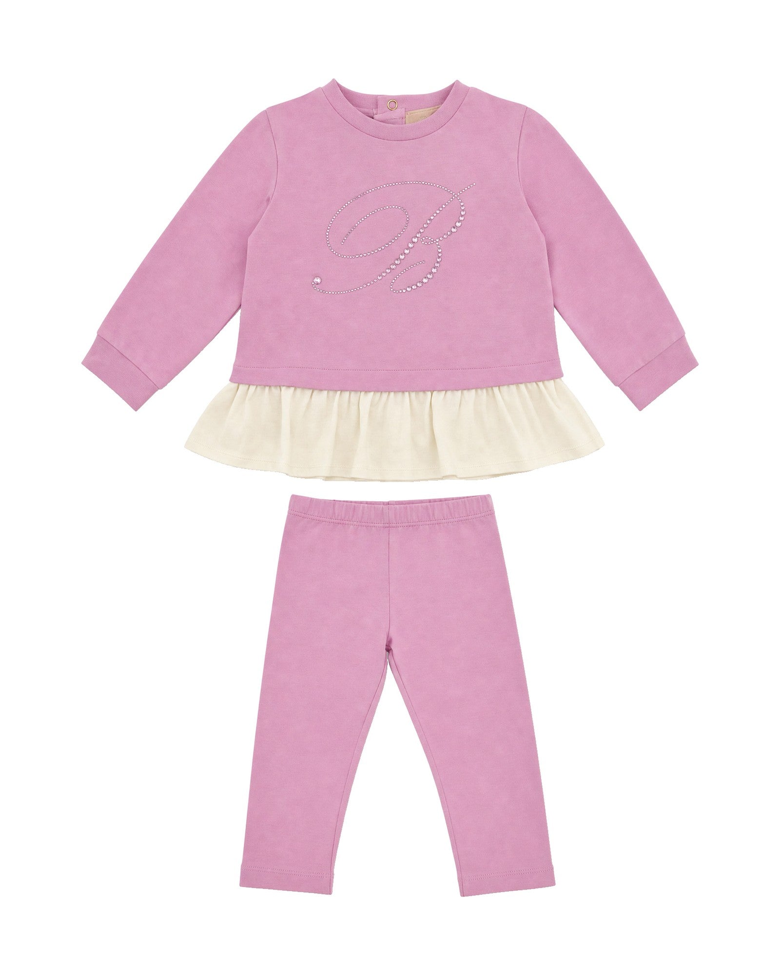 Blumarine Kids Completo Rosa con Stampa Strass per Neonate