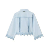 Twinset Kids Camicia Cielo con Inserti in Pizzo per Bambine