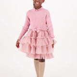 Angel's Face Abito Rosa a Costine con Tulle per Bambine