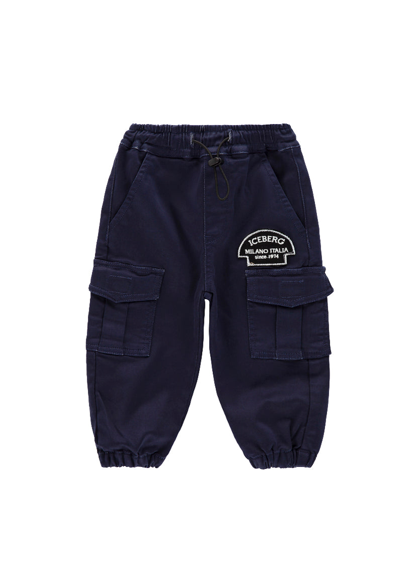 Iceberg Kids Pantaloni Blu Cargo per Neonati