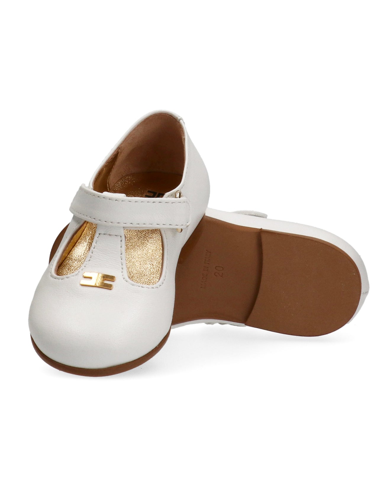 Elisabetta Franchi La Mia Bambina Ballerina Bianco/Oro con Logo per Neonate