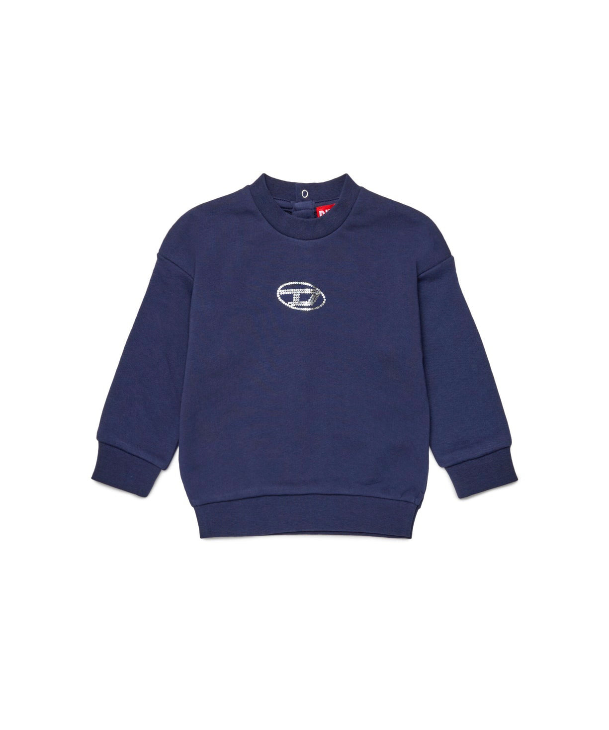 Diesel Kids Felpa Girocollo Blu Oval D per Neonate