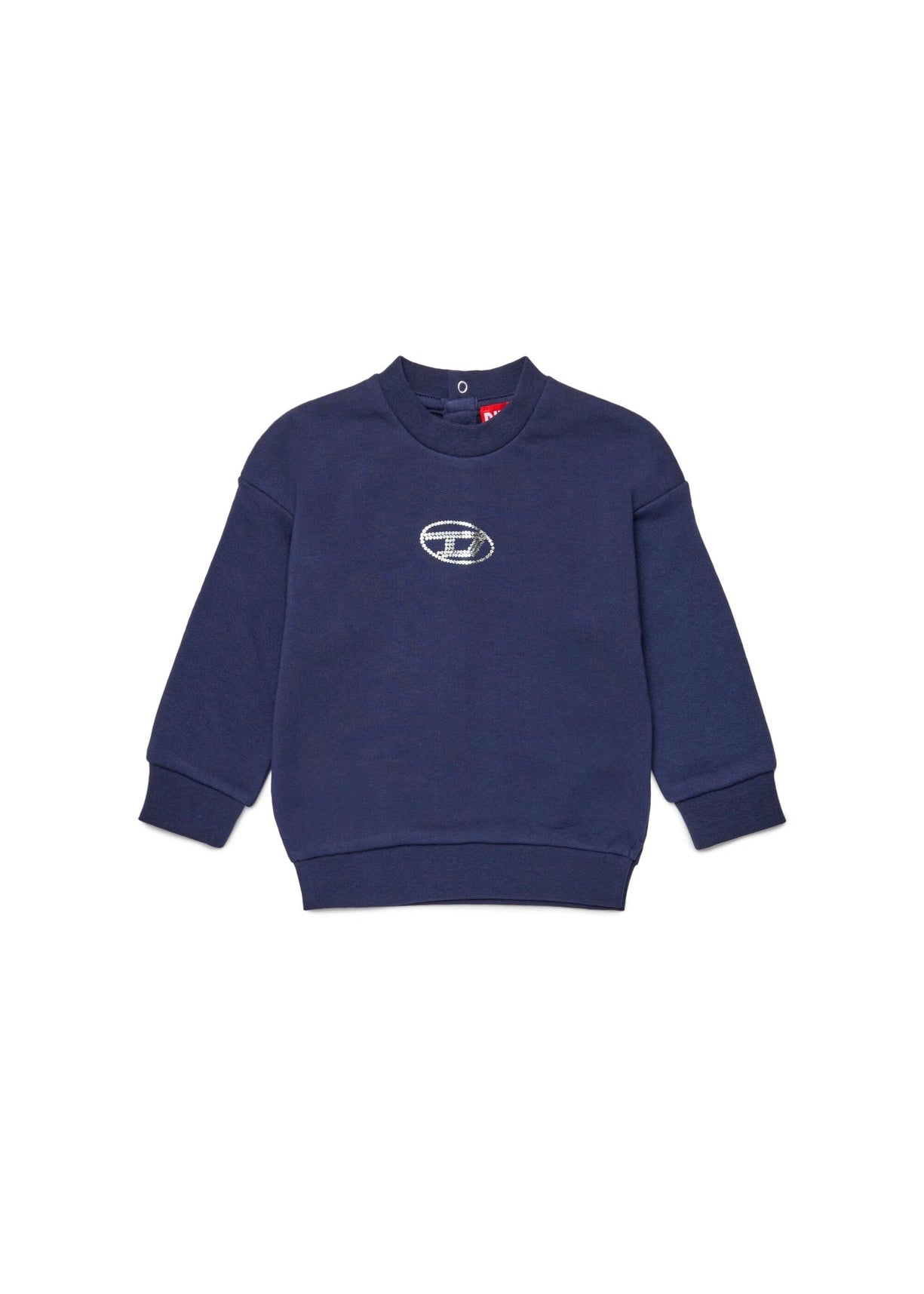 Diesel Kids Felpa Girocollo Blu Oval D per Neonate