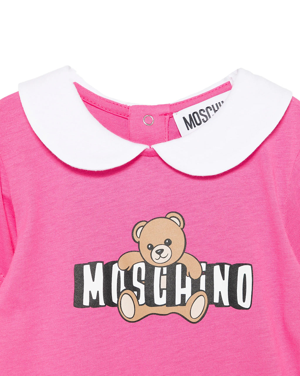 Moschino Kids Pagliaccetto Fuxia con Logo Teddy Bear per Neonati