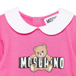 Moschino Kids Pagliaccetto Fuxia con Logo Teddy Bear per Neonati