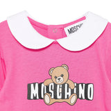 Moschino Kids Pagliaccetto Fuxia con Logo Teddy Bear per Neonati