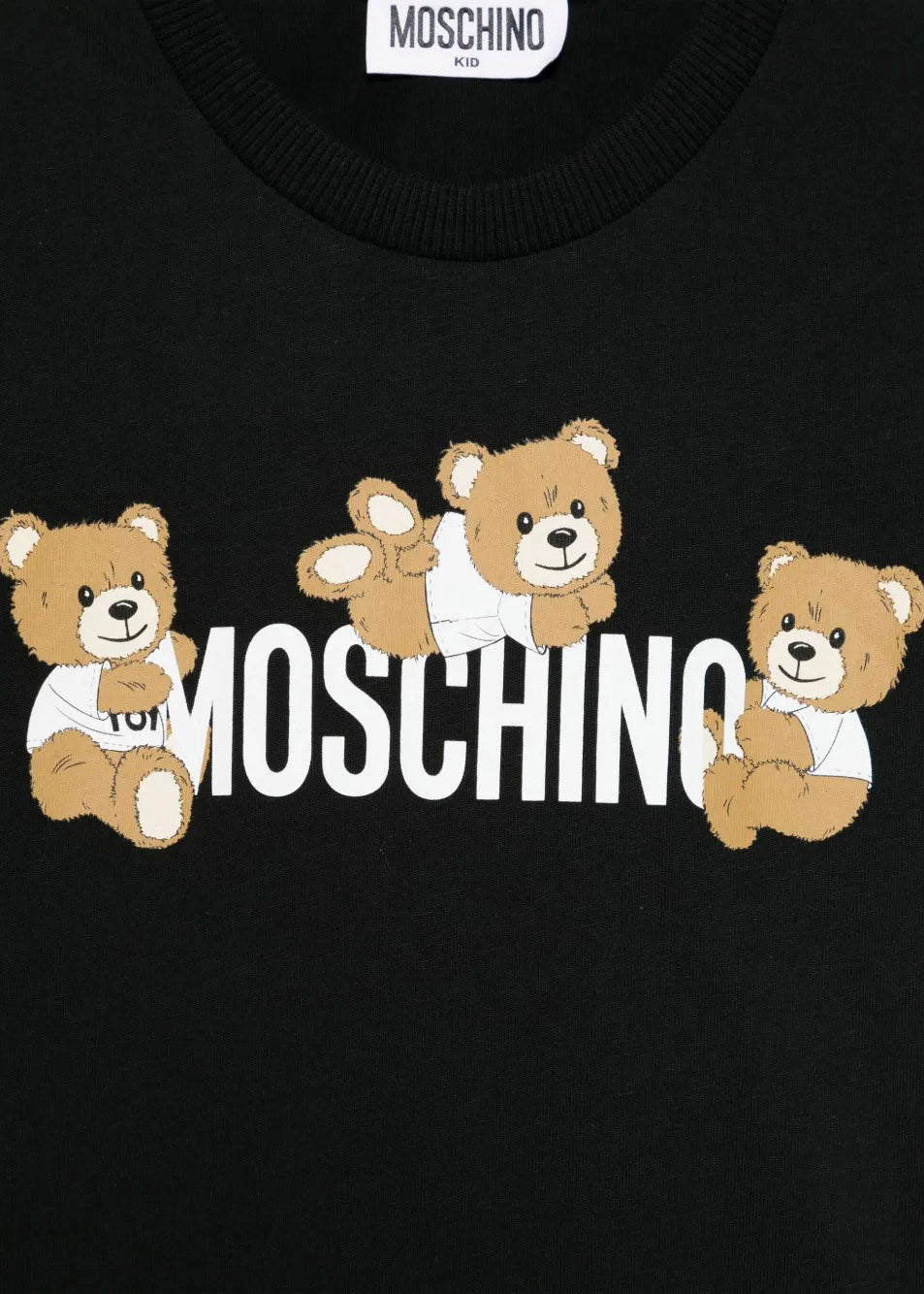 Moschino Kids T-Shirt Nera con Stampa Teddy per Bambini