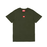 Diesel Kids T-Shirt Verde con Logo Frotale a Contrasto Unisex  per Bambini