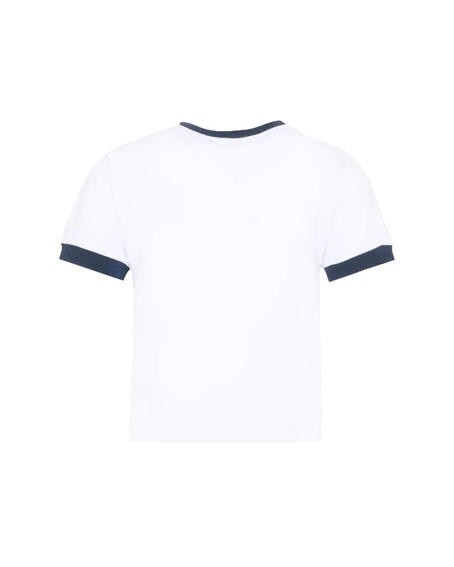 Msgm Kids T-Shirt Bianco e Blu con Stampa per Bambine