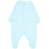 Moschino Kids Tutina Celeste in Cotone con Colletto e Stampa Teddy Bear e Logo per Neonati